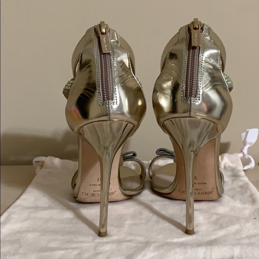 JIMMY CHOO ESCAPE GOLD BOW SANDAL - Picture 6 of 8